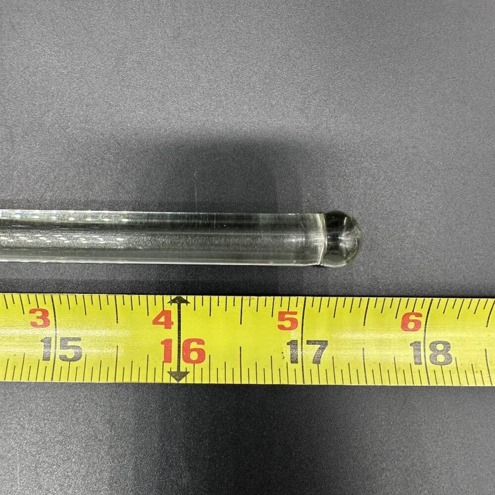 Vintage Clear Glass Curtain Towel Rod Uranium Glows Retro Decor 17.5 In